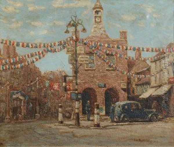 The Market Square, Jubileetime Oil Painting by Albert Ernest Bottomley