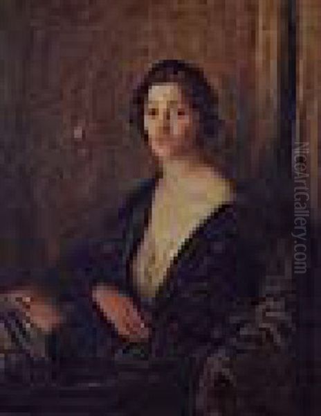 Portrait Of Mrs. David Jagger Oil Painting by Walter Westley (Sir) Russell