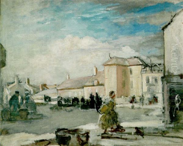 The Square At Etaples Oil Painting by Walter Westley (Sir) Russell