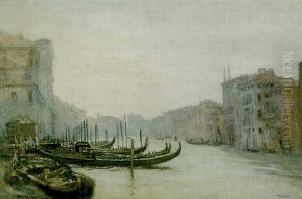 The Grand Canal, Evening Oil Painting by Walter Westley (Sir) Russell