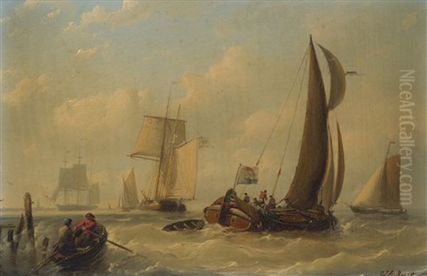 Marine Oil Painting by Johan Adolph Rust