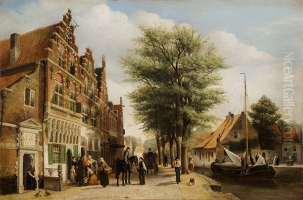 Coin D'amsterdam Anime Oil Painting by Johan Adolph Rust