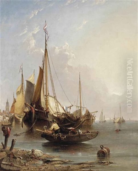 Preparing For The Departure Oil Painting by Johan Adolph Rust