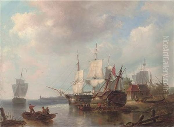 The Shipyard Oil Painting by Johan Adolph Rust