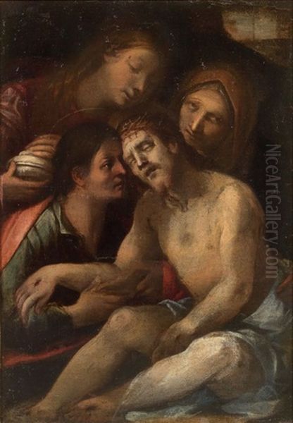 Cristo In Pieta Con La Madonna E I Santi Giovanni Evangelista E Maria Maddalena Oil Painting by Francesco Rustici