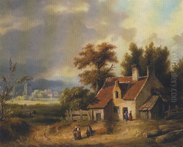 Bauernhaus Bei Blankenbergh Oil Painting by Heinrich Franz Gaudenz von Rustige