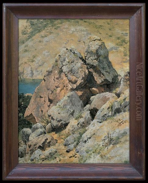 Sea Shore Rocks Oil Painting by Ferdynand Ruszczyc