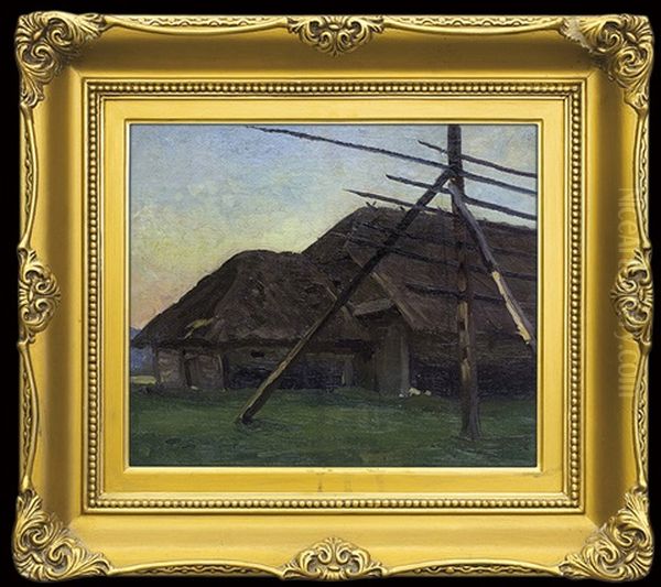 Cottage Oil Painting by Ferdynand Ruszczyc