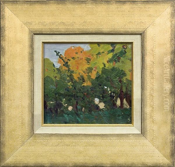 Green Autumn - Study Oil Painting by Ferdynand Ruszczyc