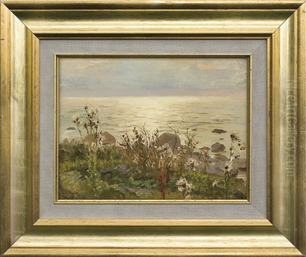 Teasels At The Sea Oil Painting by Ferdynand Ruszczyc