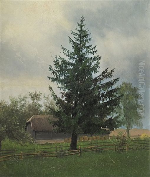 Spruce Oil Painting by Ferdynand Ruszczyc