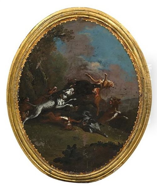 Scenes De Chasse (pair) Oil Painting by Carl Borromaus Andreas Ruthart