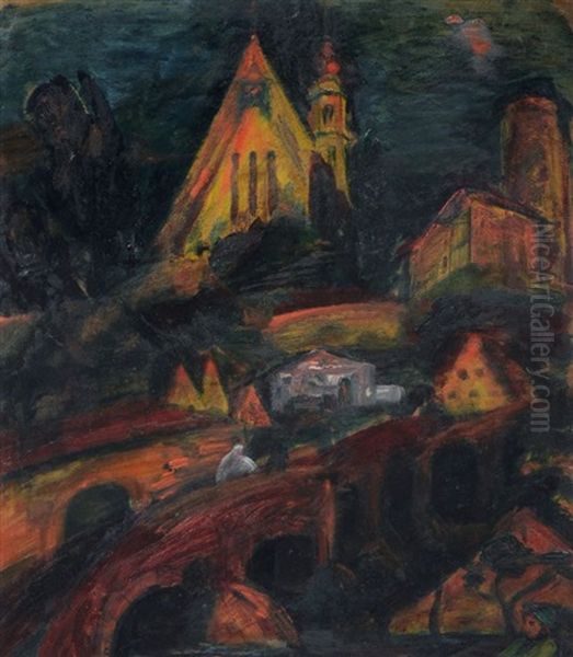 Stadtlandschaft Oil Painting by Hubert Ruether