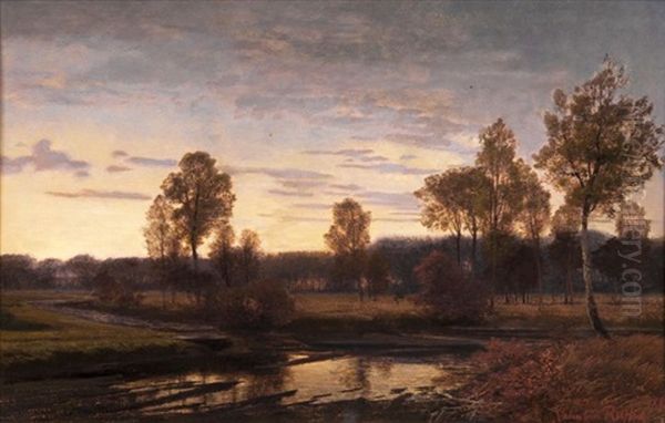 Spatherbst Am Stangenteich Im Sachsenwald Oil Painting by Johann Valentin Ruths