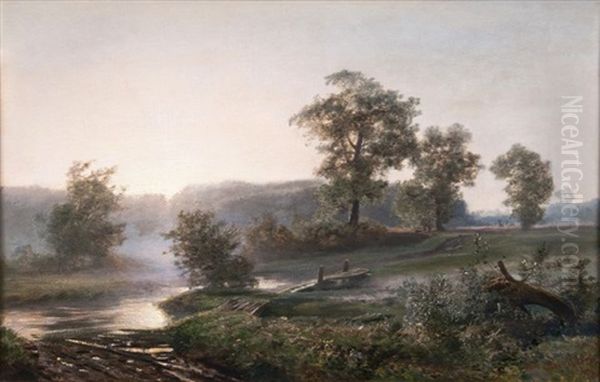 Sonnenaufgang Beim Stangenteich Im Sachsenwald Oil Painting by Johann Valentin Ruths