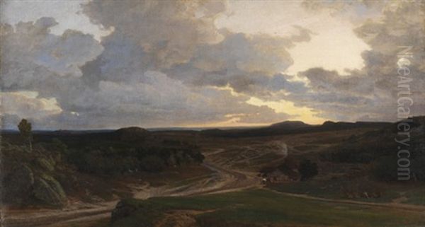 Abendstimmung In Der Heide Oil Painting by Johann Valentin Ruths