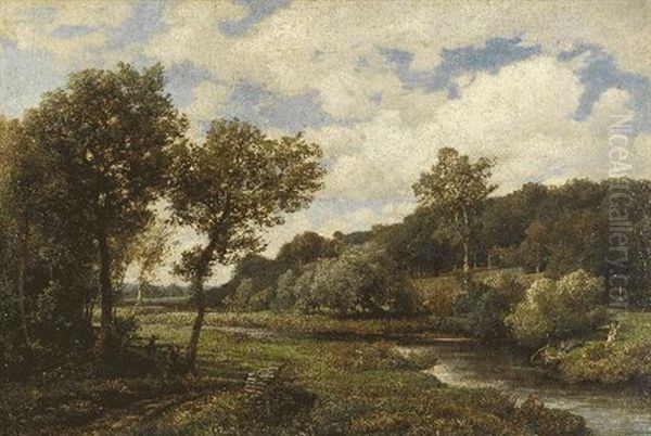 Fluslauf Mit Knaben Oil Painting by Johann Valentin Ruths