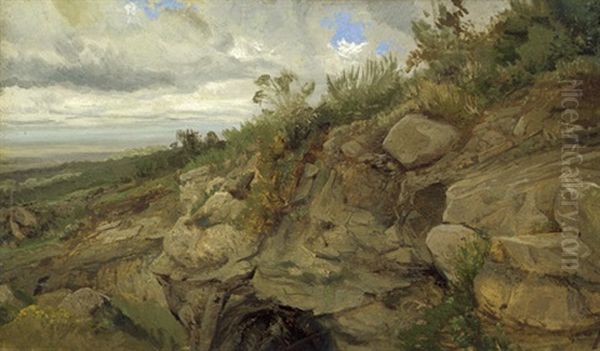 Harzlandschaft Mit Steinigem Abhang Oil Painting by Johann Valentin Ruths