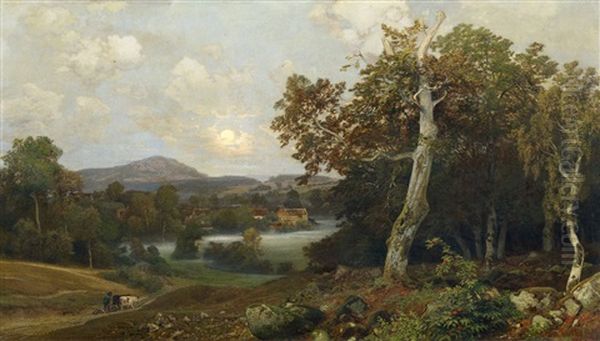 Hessische Morgenlandschaft Oil Painting by Johann Valentin Ruths