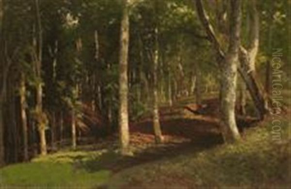 Waldstudie Oil Painting by Johann Valentin Ruths