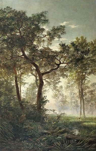 Morgenstimmung Im Wald Oil Painting by Johann Valentin Ruths