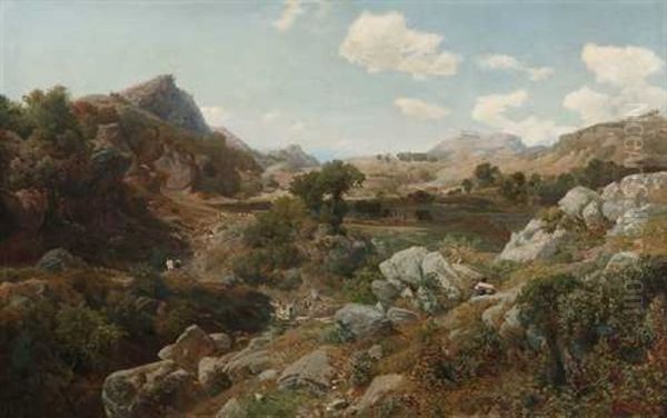 Ziegelhutten Bei Olevano Oil Painting by Johann Valentin Ruths