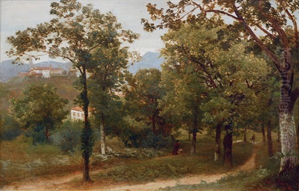 Italian Landscape Oil Painting by Johann Valentin Ruths