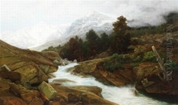 Der Erste Schnee Im Hochgebirge Oil Painting by Johann Valentin Ruths