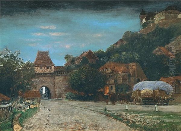 Burgansicht Im Rheinland Oil Painting by Johann Valentin Ruths