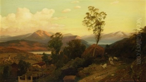 Landschaft Bei Lugano Oil Painting by Johann Valentin Ruths