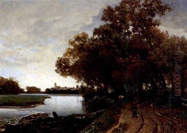 Weg Am Flusslein Oil Painting by Johann Valentin Ruths