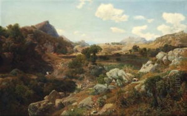 Ziegelhutten Bei Olevano Oil Painting by Johann Valentin Ruths