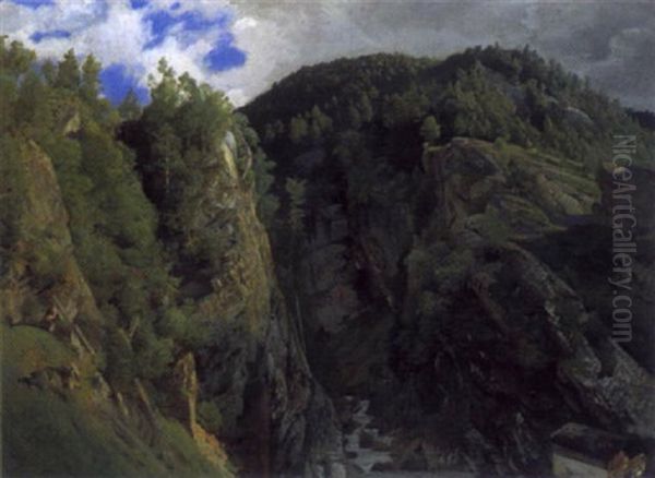 Felsschlucht Im Sabinergebirge Oil Painting by Johann Valentin Ruths