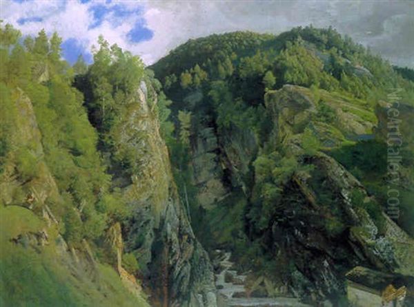 Felsschlucht Im Sabinergebirge Oil Painting by Johann Valentin Ruths