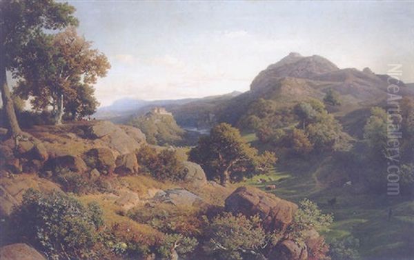 Thuringer Landschaft Oil Painting by Johann Valentin Ruths