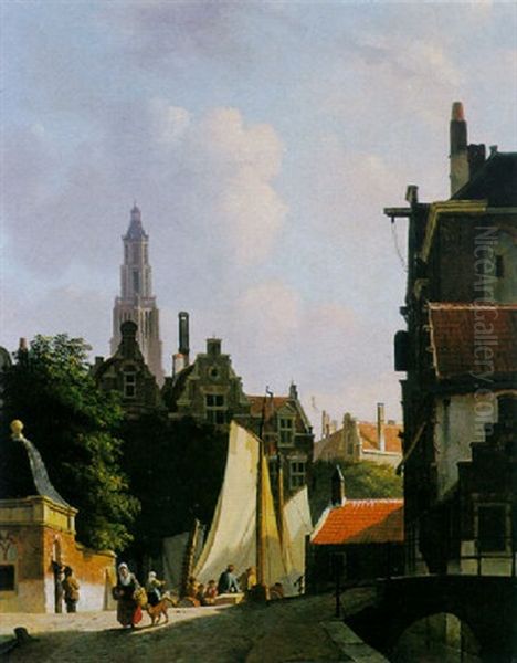 A View Of Gouda Oil Painting by Johannes Rutten