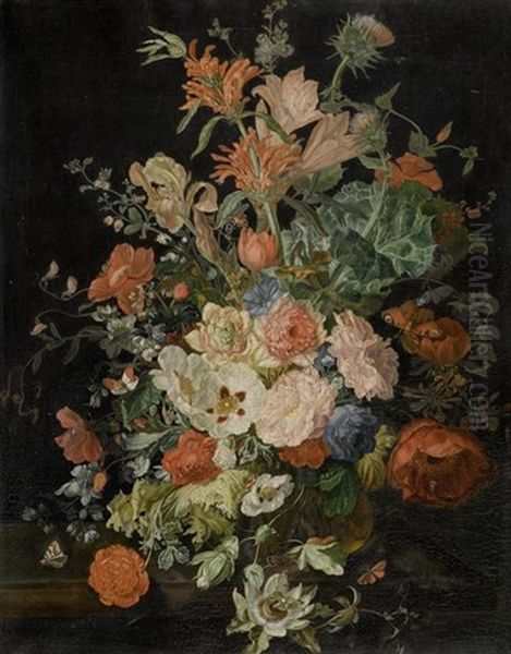 Blumenstillleben (by Johanna Toppfer) Oil Painting by Rachel Ruysch