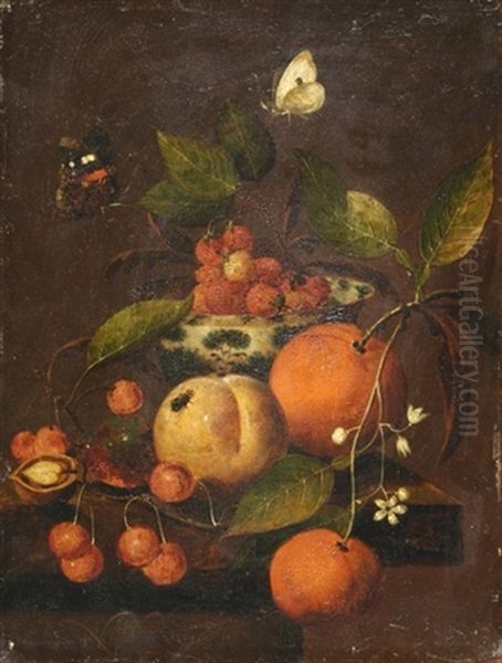 Stillleben Mit Fruchten, Schmetterlingen Und Fliege Oil Painting by Rachel Ruysch