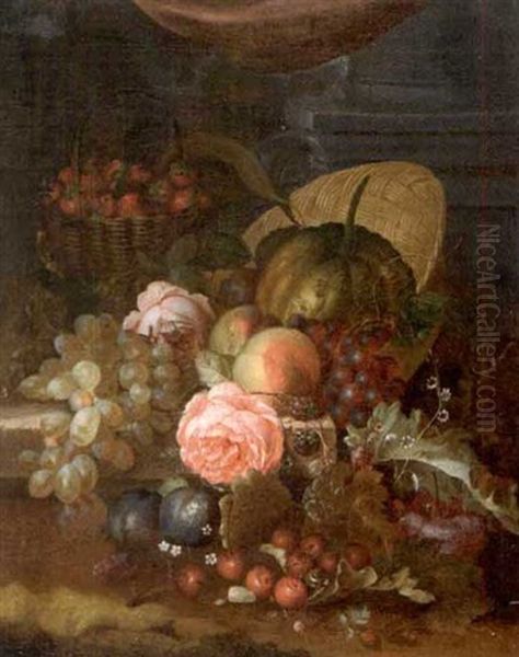 Nature Morte De Fruits Et Roses Oil Painting by Rachel Ruysch