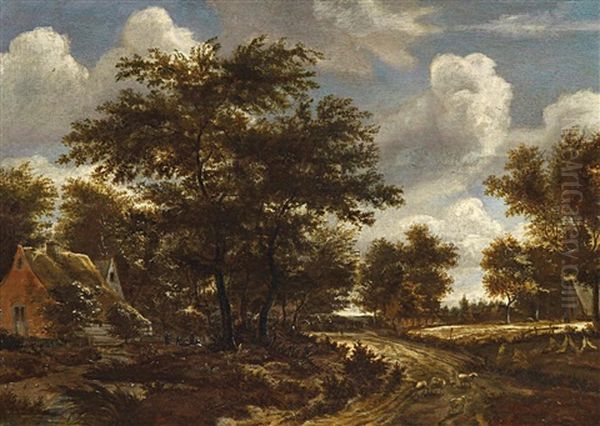 Bauerngehofte Im Wald Oil Painting by Jacob Salomonsz van Ruysdael