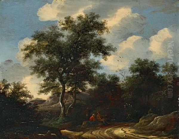 Waldlandschaft Mit Rastenden Landleuten Oil Painting by Jacob Salomonsz van Ruysdael