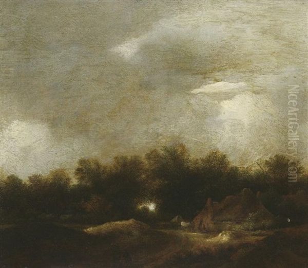 Hollandische Waldlandschaft Mit Bauernkaten Oil Painting by Jacob Salomonsz van Ruysdael