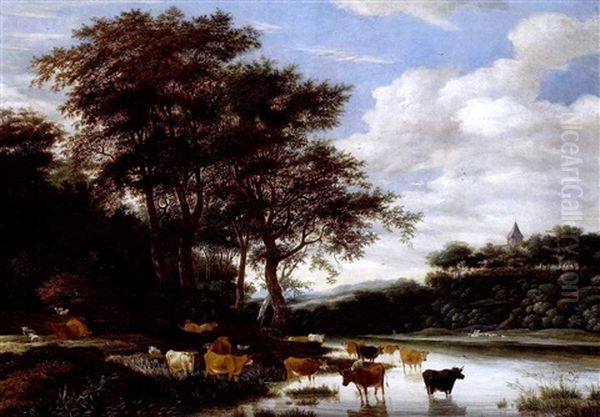 Sommertag In Einer Bewaldeten Flusslandschaft Oil Painting by Jacob Salomonsz van Ruysdael