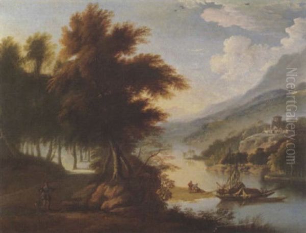 Flusslandschaft Mit Wald Und Jager Oil Painting by Jacob Salomonsz van Ruysdael