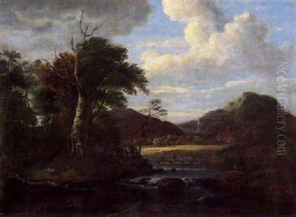 Landschaft Mit Einem Fluss Oil Painting by Jacob Salomonsz van Ruysdael