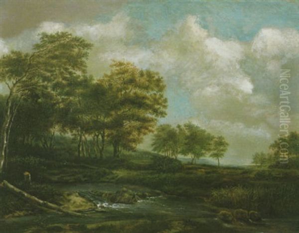 Waldlandschaft Mit Einem Fluschen Vorn Oil Painting by Jacob Salomonsz van Ruysdael