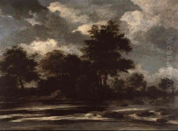 Paysage Fluvial Anime De Bergers Oil Painting by Jacob Salomonsz van Ruysdael