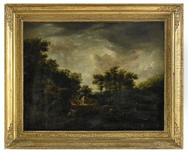 Pastoralt Landskap Med Figurstaffage Oil Painting by Jacob van Ruysdael