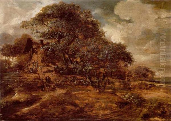 Eferarslandskab Med To Maend Pa En Sti Oil Painting by Jacob van Ruysdael