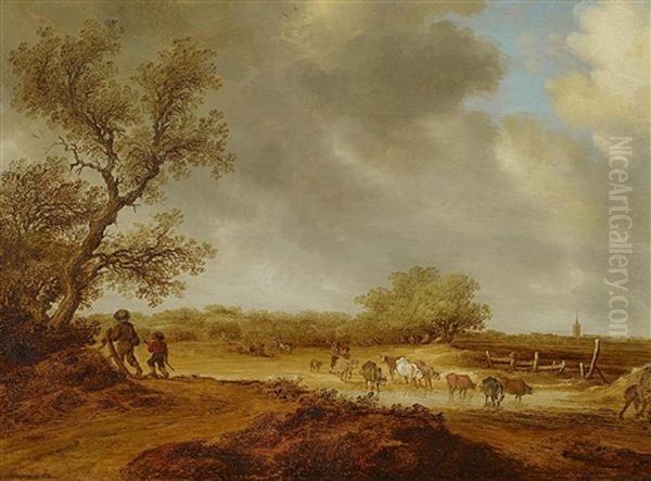 Landschaft Mit Kuhen Oil Painting by Salomon van Ruysdael